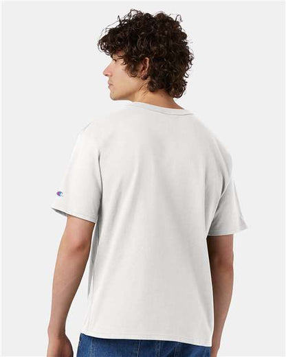 Champion T105 Unisex Heritage Jersey T-Shirt - White - OnModelBack