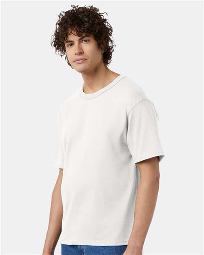 Champion T105 Unisex Heritage Jersey T-Shirt - White - OnModelSide
