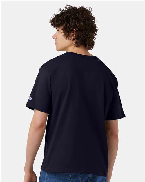 Champion T105 Unisex Heritage Jersey T-Shirt - Navy - OnModelBack
