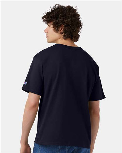 Champion T105 Unisex Heritage Jersey T-Shirt - Navy - OnModelBack