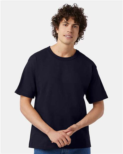 Champion T105 Unisex Heritage Jersey T-Shirt - Navy - OnModelFront