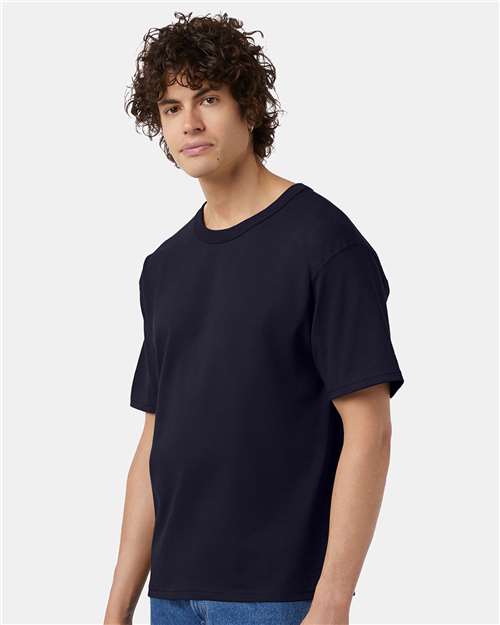 Champion T105 Unisex Heritage Jersey T-Shirt - Navy - OnModelSide