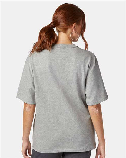 Champion T105 Unisex Heritage Jersey T-Shirt - Oxford Grey - OnModelBack
