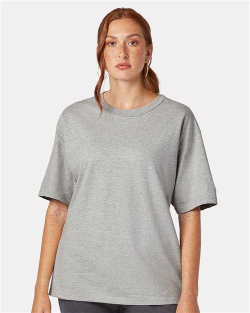Champion T105 Unisex Heritage Jersey T-Shirt - Oxford Grey - OnModelFront