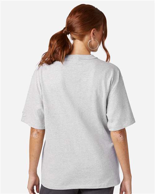 Champion T105 Unisex Heritage Jersey T-Shirt - Silver Grey - OnModelBack