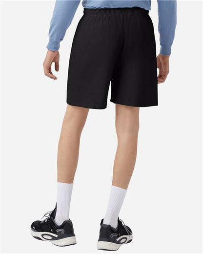 Champion 8187 Unisex Cotton Gym Shorts - Black - OnModelBack