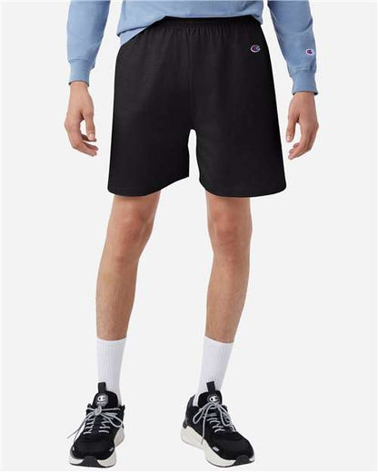 Champion 8187 Unisex Cotton Gym Shorts - Black - OnModelFront