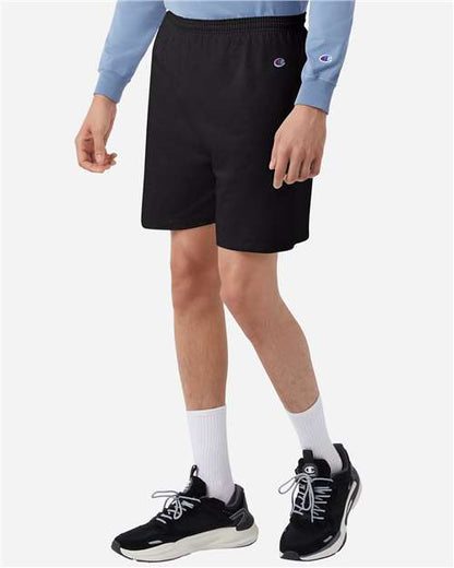 Champion 8187 Unisex Cotton Gym Shorts - Black - OnModelSide