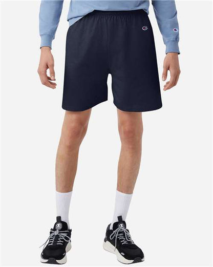 Champion 8187 Unisex Cotton Gym Shorts - Navy - OnModelFront