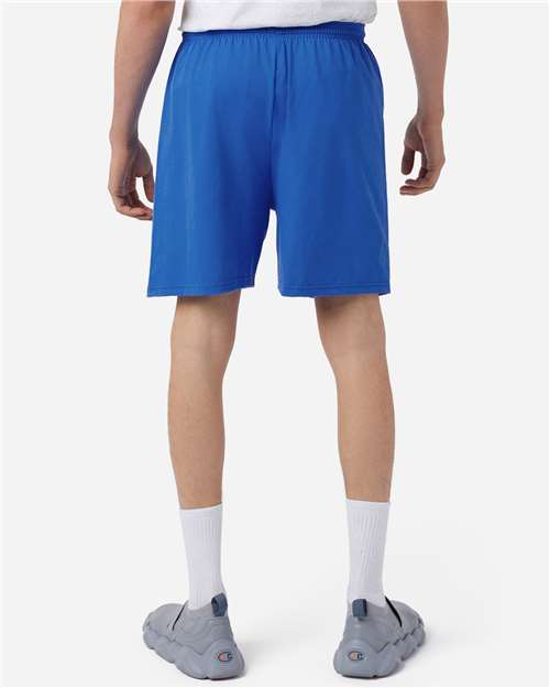 Champion 8187 Unisex Cotton Gym Shorts - Royal Blue - OnModelBack