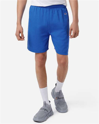 Champion 8187 Unisex Cotton Gym Shorts - Royal Blue - OnModelFront