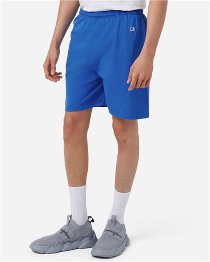 Champion 8187 Unisex Cotton Gym Shorts - Royal Blue - OnModelSide