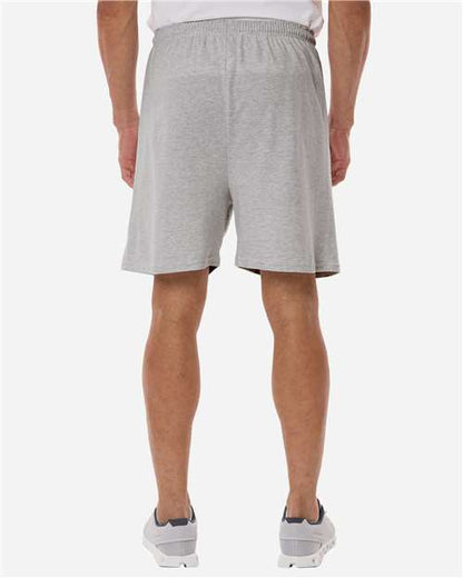 Champion 8187 Unisex Cotton Gym Shorts - Oxford Grey Heather - OnModelBack