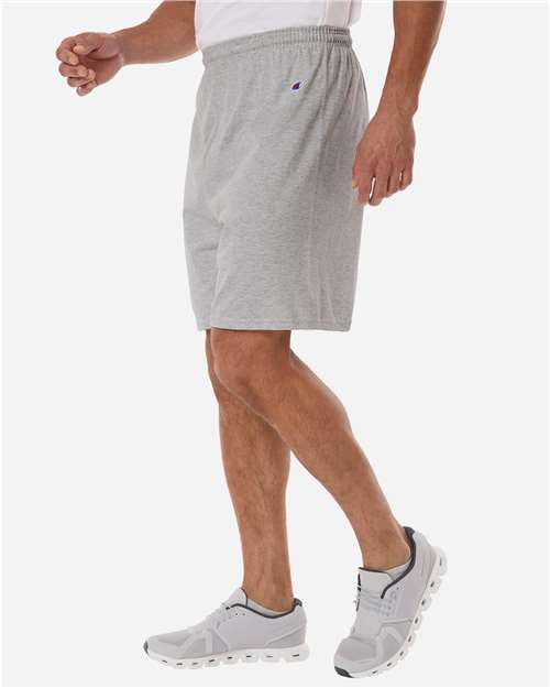 Champion 8187 Unisex Cotton Gym Shorts - Oxford Grey Heather - OnModelSide