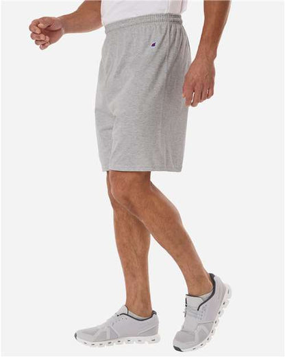 Champion 8187 Unisex Cotton Gym Shorts - Oxford Grey Heather - OnModelSide