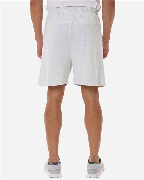 Champion 8187 Unisex Cotton Gym Shorts - Silver Grey - OnModelBack
