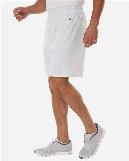 Champion 8187 Unisex Cotton Gym Shorts - Silver Grey - OnModelSide
