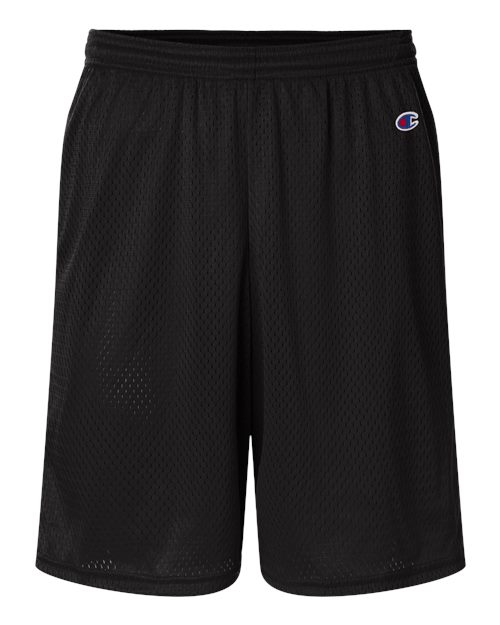 Champion S162 Unisex 9" Mesh Shorts with Pockets - Black - Front