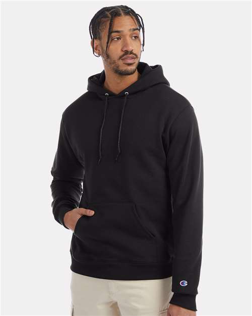 Champion S700 Unisex Powerblend® Hooded Sweatshirt - Black - OnModelFront