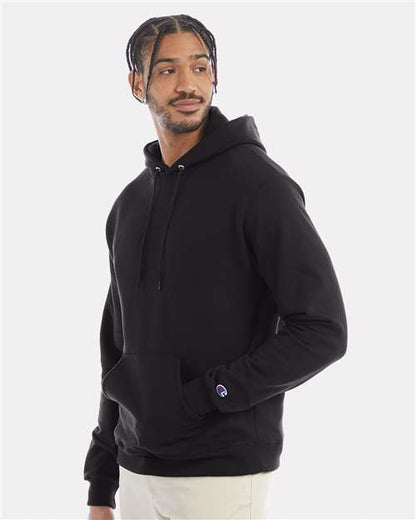 Champion S700 Unisex Powerblend® Hooded Sweatshirt - Black - OnModelSide