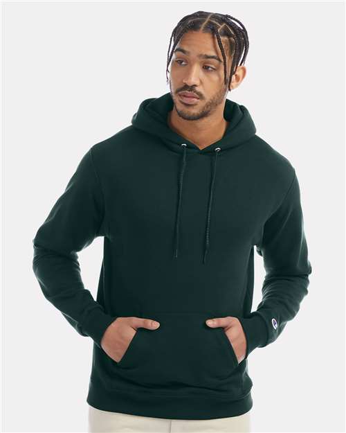 Champion S700 Unisex Powerblend® Hooded Sweatshirt - Dark Green - OnModelFront