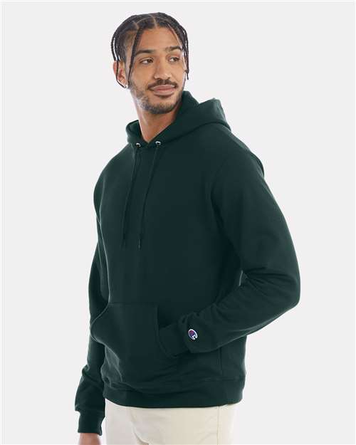 Champion S700 Unisex Powerblend® Hooded Sweatshirt - Dark Green - OnModelSide