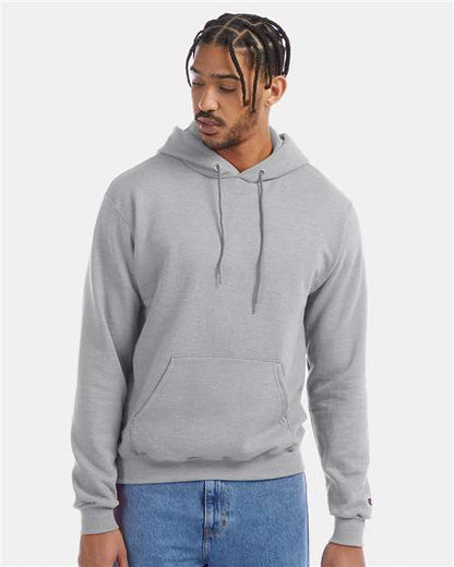 Champion S700 Unisex Powerblend® Hooded Sweatshirt - Light Steel - OnModelFront
