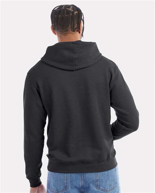 Champion S700 Unisex Powerblend® Hooded Sweatshirt - Charcoal Heather - OnModelBack