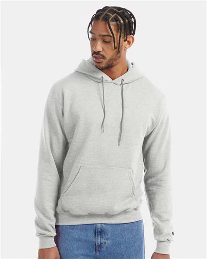 Champion S700 Unisex Powerblend® Hooded Sweatshirt - Silver Grey - OnModelFront