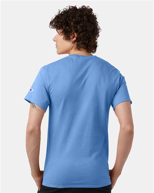Champion T425 Unisex Classic T-Shirt - Light Blue - OnModelBack