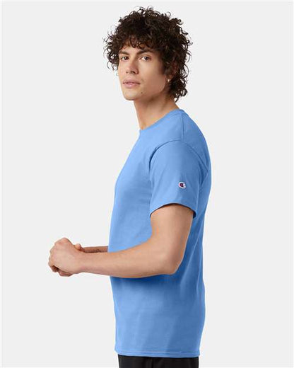 Champion T425 Unisex Classic T-Shirt - Light Blue - OnModelSide