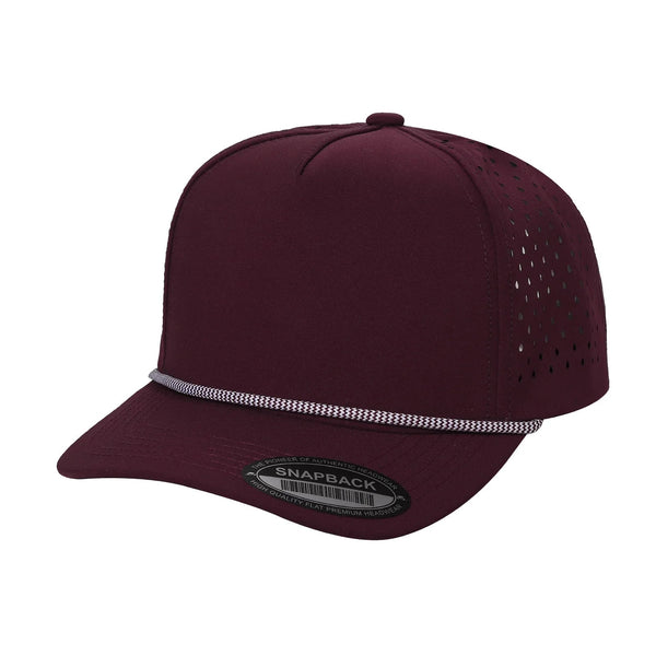 5TCP 5-Panel Waterproof Rope Cap – Durable Outdoor Snapback - WINE