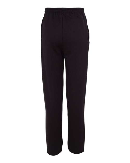 Champion P800 Unisex Powerblend® Open-Bottom Sweatpants with Pockets - Black - Back