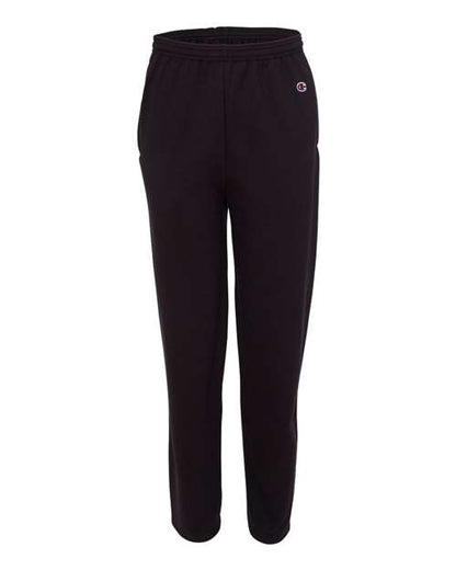 Champion P800 Unisex Powerblend® Open-Bottom Sweatpants with Pockets - Black - Front