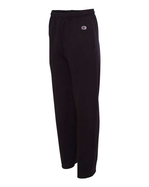 Champion P800 Unisex Powerblend® Open-Bottom Sweatpants with Pockets - Black - Side