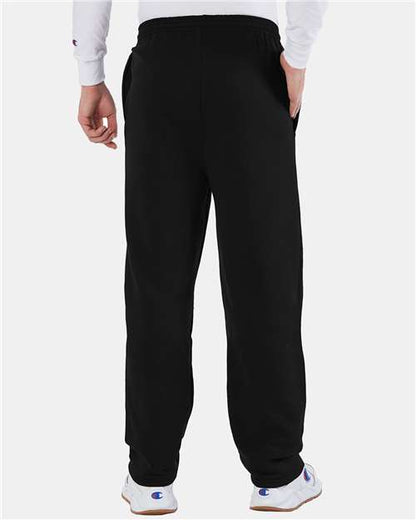 Champion P800 Unisex Powerblend® Open-Bottom Sweatpants with Pockets - Black - OnModelBack