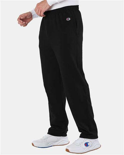 Champion P800 Unisex Powerblend® Open-Bottom Sweatpants with Pockets - Black - OnModelSide