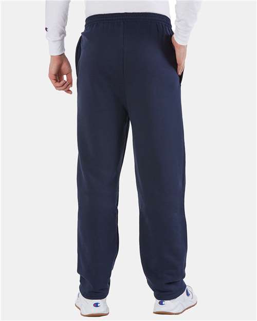 Champion P800 Unisex Powerblend® Open-Bottom Sweatpants with Pockets - Navy - OnModelBack