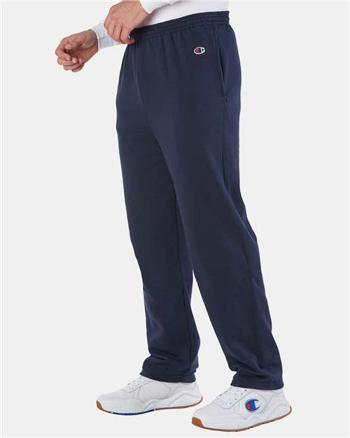 Champion P800 Unisex Powerblend® Open-Bottom Sweatpants with Pockets - Navy - OnModelSide