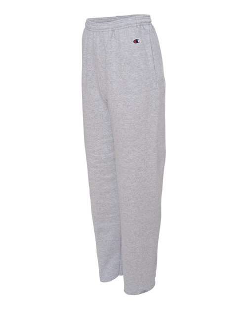 Champion P800 Unisex Powerblend® Open-Bottom Sweatpants with Pockets - Light Steel - Side