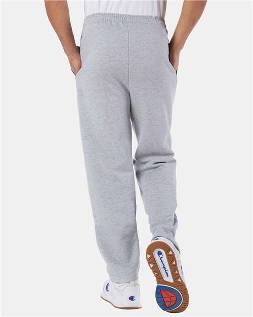 Champion P800 Unisex Powerblend® Open-Bottom Sweatpants with Pockets - Light Steel - OnModelBack