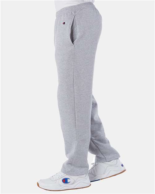 Champion P800 Unisex Powerblend® Open-Bottom Sweatpants with Pockets - Light Steel - OnModelSide
