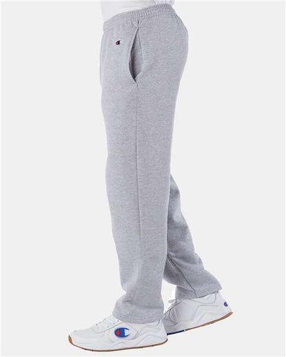 Champion P800 Unisex Powerblend® Open-Bottom Sweatpants with Pockets - Light Steel - OnModelSide