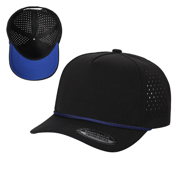 5TCP 5-Panel Waterproof Rope Cap – Durable Outdoor Snapback - BLK/ROY02
