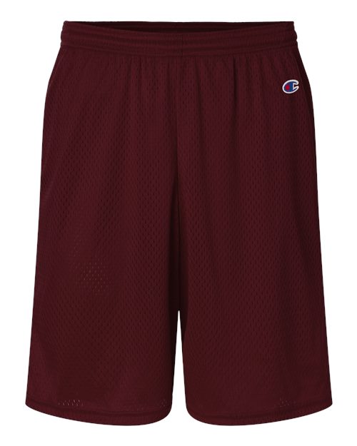 Champion S162 Unisex 9" Mesh Shorts with Pockets - Maroon - Front
