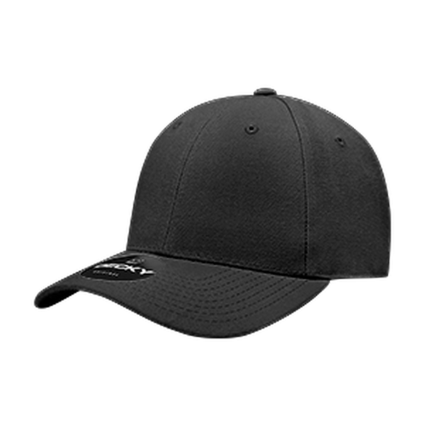 Decky 402 - 6 Panel High Profile Structured Fitted Cap – Classic Baseball Cap - Black