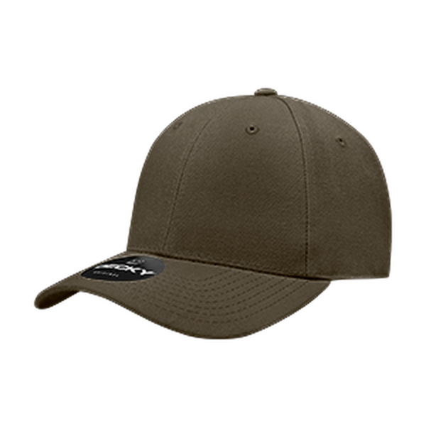 Decky 402 - 6 Panel High Profile Structured Fitted Cap – Classic Baseball Cap - Brown