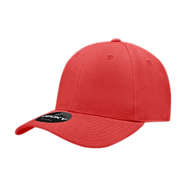 Decky 402 - 6 Panel High Profile Structured Fitted Cap – Classic Baseball Cap - Red