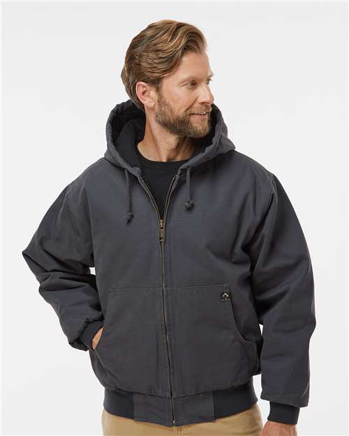 DRI DUCK 5020 Men's Cheyenne Boulder Cloth™ Hooded Jacket with Tricot Quilt Lining - Charcoal - OnModelFront