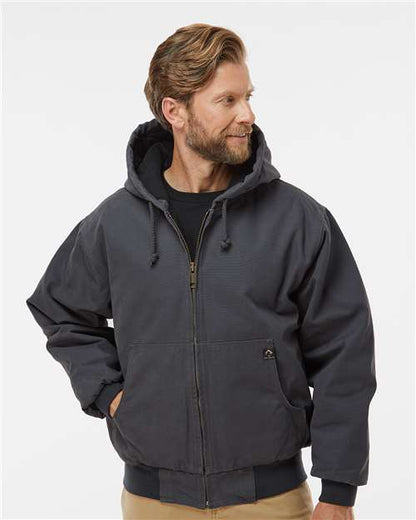 DRI DUCK 5020 Men's Cheyenne Boulder Cloth™ Hooded Jacket with Tricot Quilt Lining - Charcoal - OnModelFront